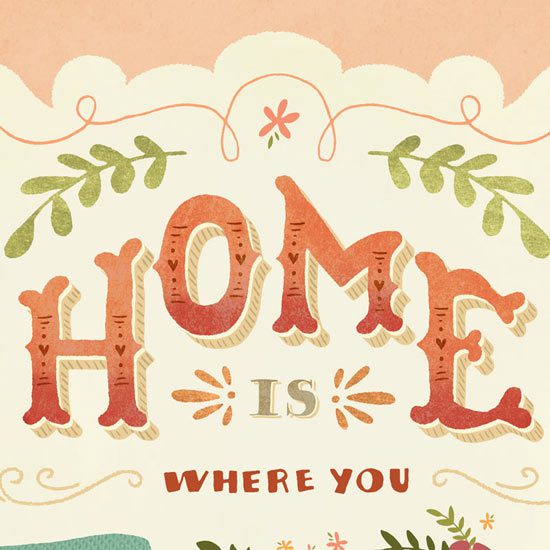 Home Is... Hand-lettered Poster "Home" Close Up