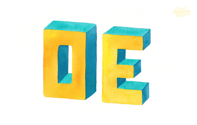 Shit Nicas Say: OE Watercolor 3D Lettering by Hajin Kim Letterer Illustrator